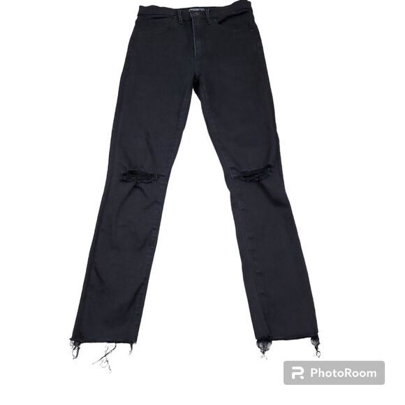 Abercrombie 2 26 Short Ultra High Rise Super Skinny Jeans Black Distressed - Picture 1 of 10